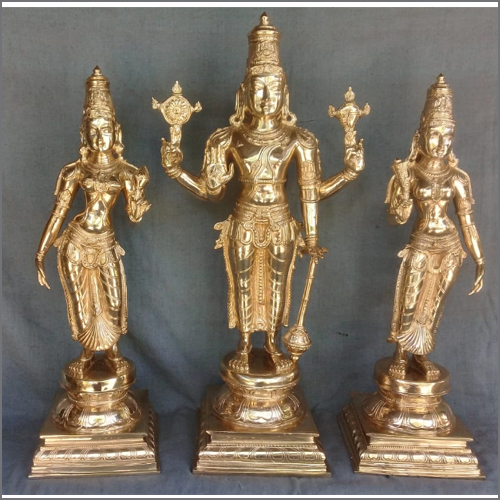 Panchaloha Perumal Set - Color: Golden