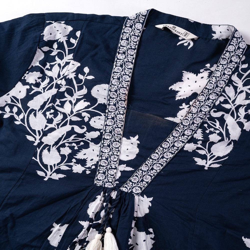Anarkali Style Cotton Fabric Blue Color Kurta And Bottom With Dupatta
