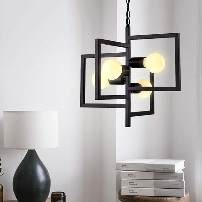 4-Lights Wrought Iron Metal Pendant 