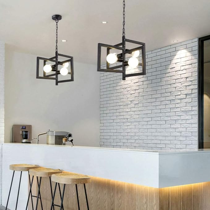 4-Lights Wrought Iron Metal Pendant 