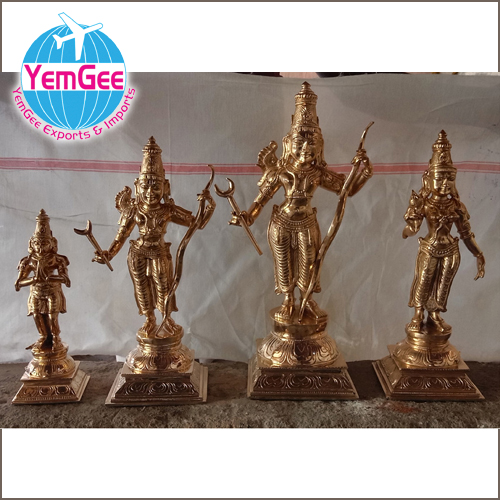 Panchaloha Ram Sita Laxman Statue - Color: Golden