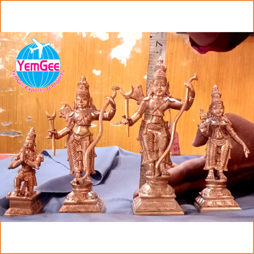 Panchaloha Ram Sita Laxman Statue - Color: Golden