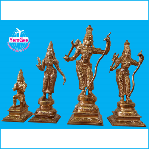 Panchaloha Ram Sita Laxman Statue - Color: Golden