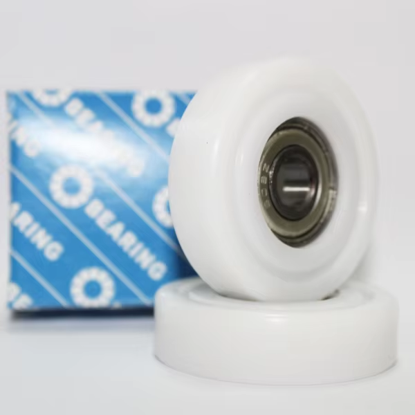 Round Customized Drawing Pom Nylon Pu Plastic Coated Bearing For Rowing Seat Wheel - Color: White