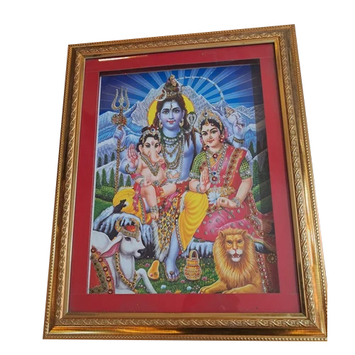 सिंथेटिक शिव परिवार फोटो फ्रेम