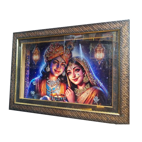 Wooden Radha Krishna Photo Frame