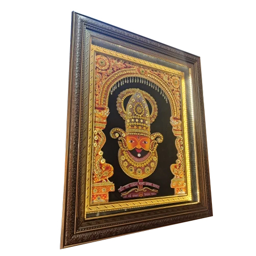 Synthetic Khatu Shyam Rectangular Light Photo Frame