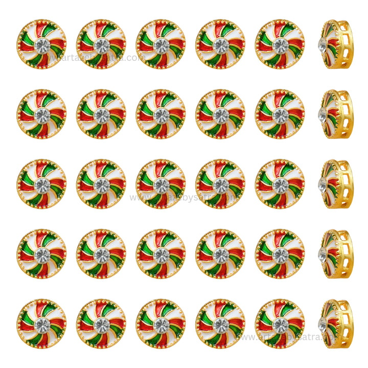 Meenakari Kundan Beads | Size : 13mm | Qty : 12pcs | MK46