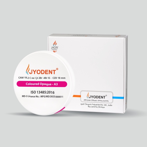 Jyodent ISO-statically Pressed Coloured (Pre-shaded) Opaque Zirconia Dental Discs (IS-CZD)