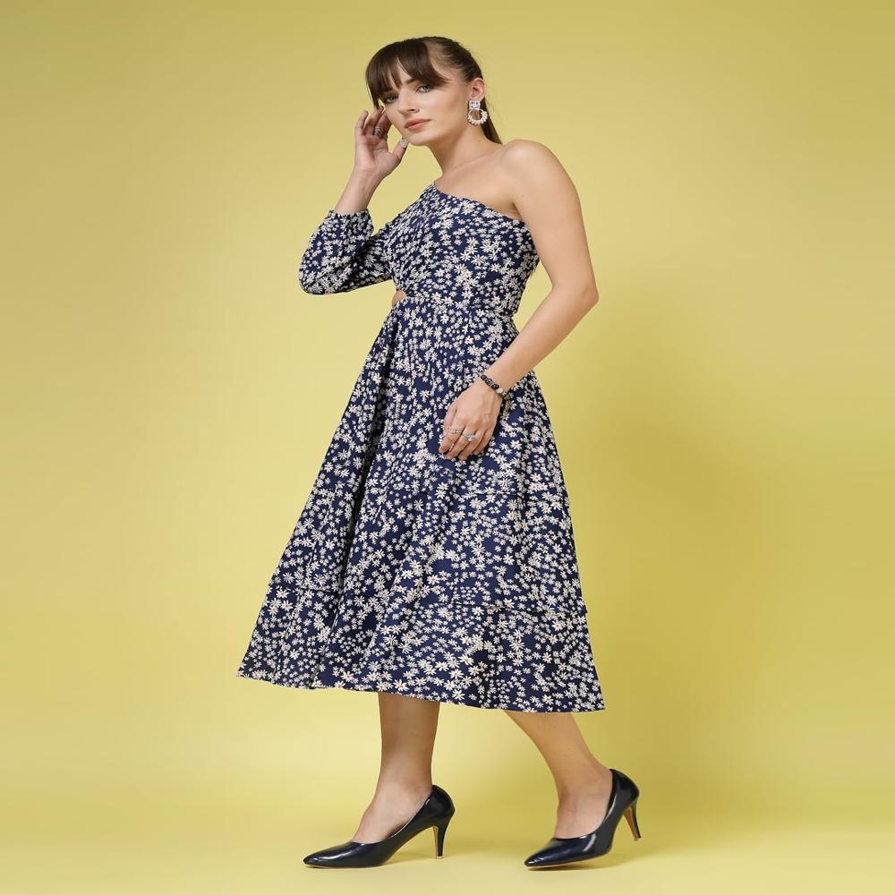 Crepe A-Line Midi Dress