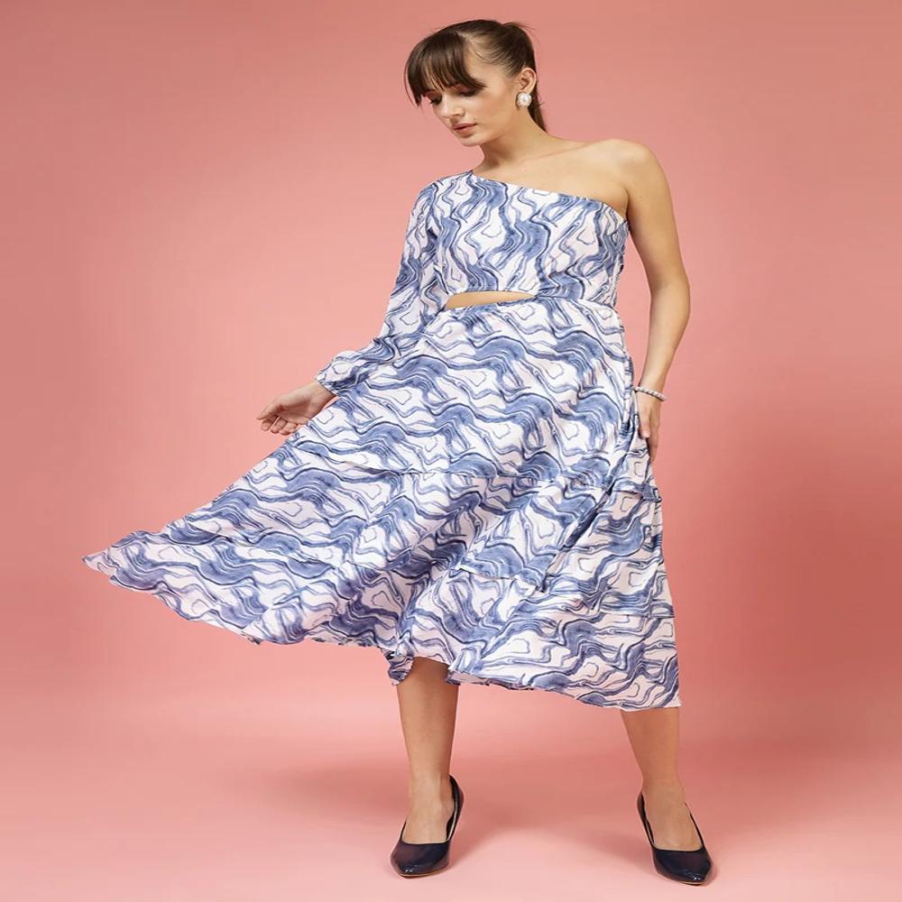 One Shoulder Midi Dress