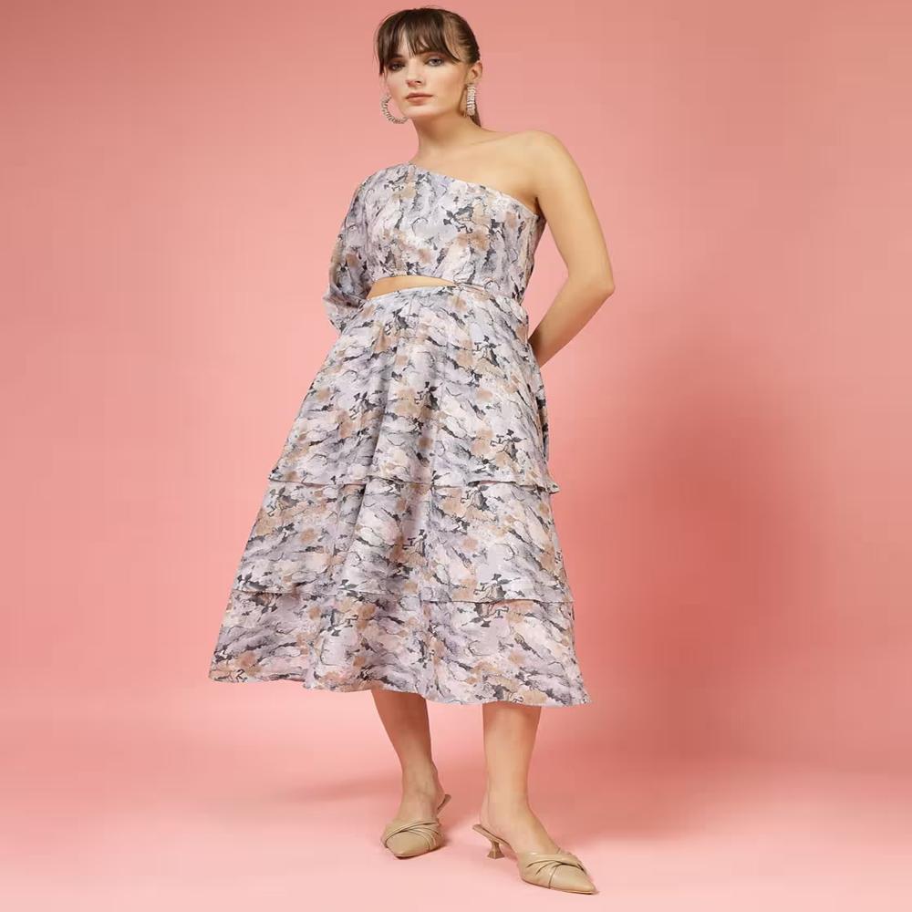 Women Floral Print A-Line Dress - Color: Multicolor