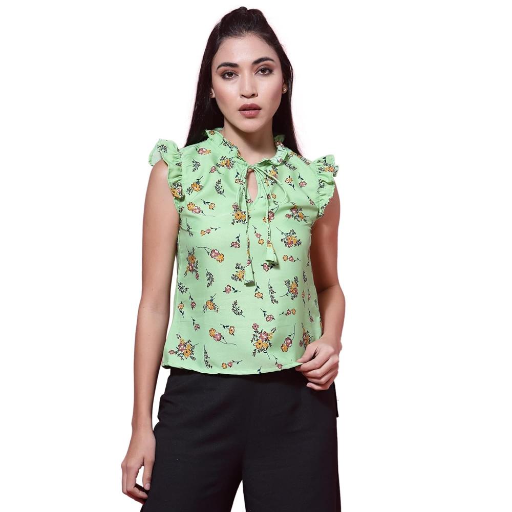 Green Floral Print Top - Age Group: 20-40