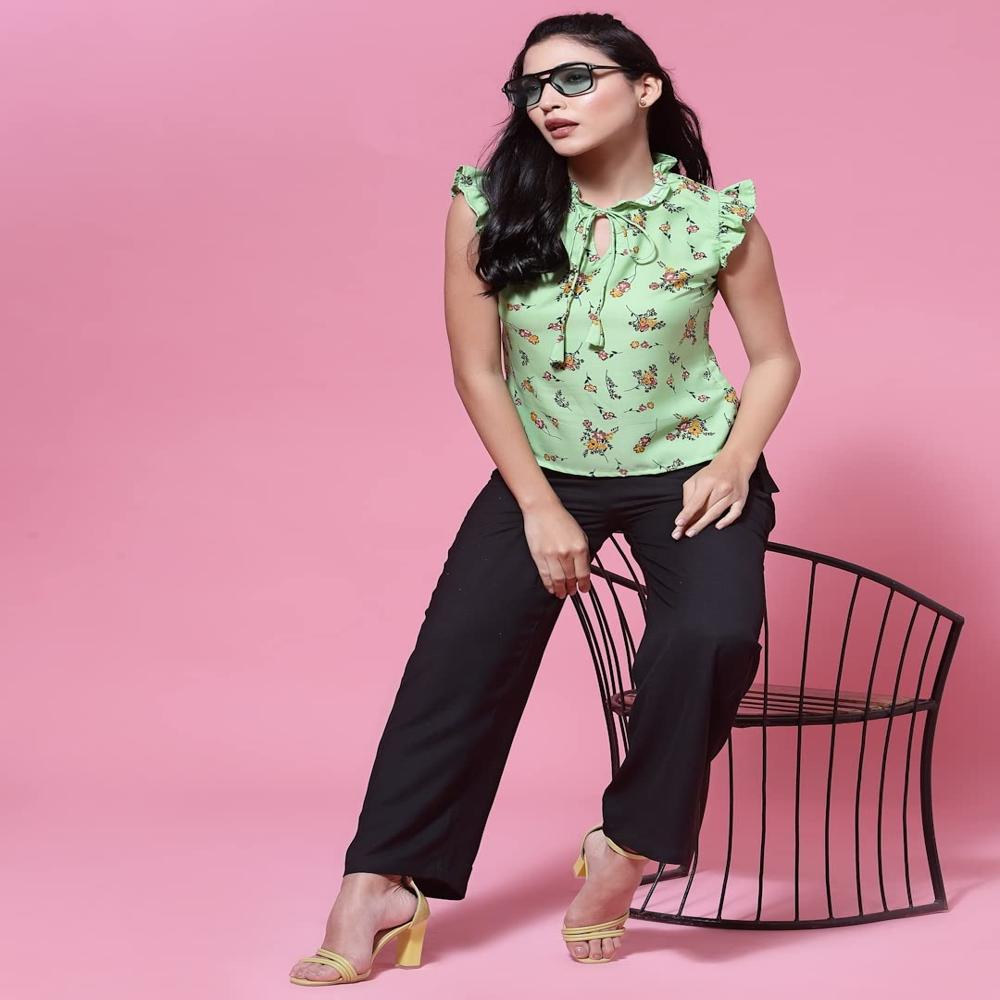 Green Floral Print TOP