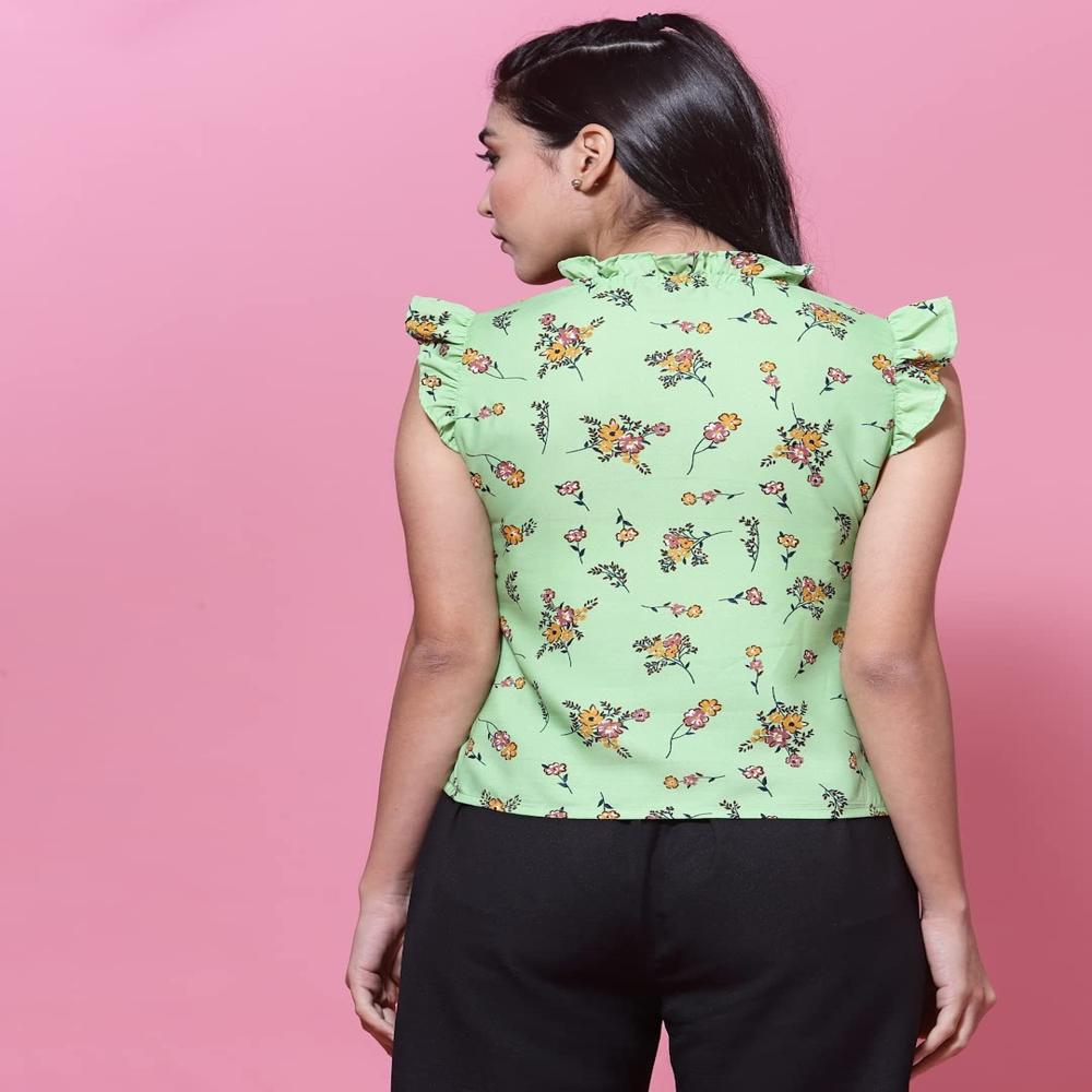 Green Floral Print TOP