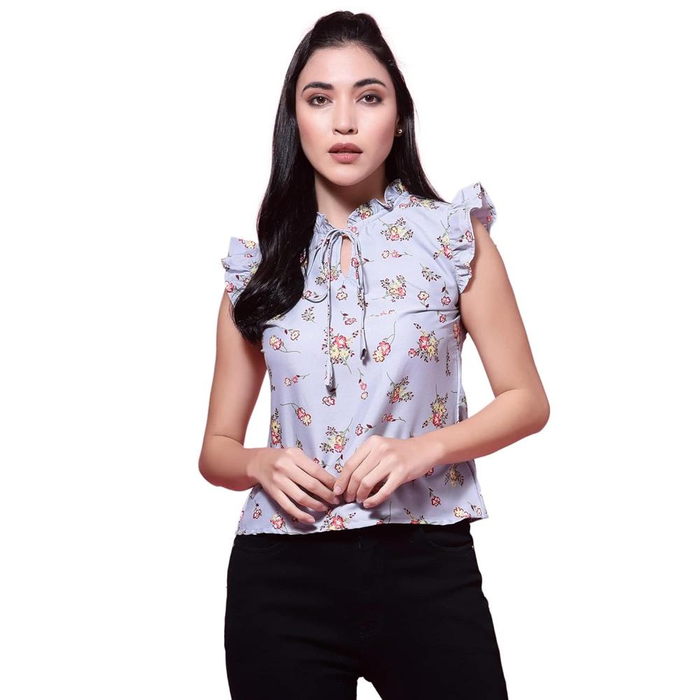 Grey Floral Print Top - Age Group: 20-40