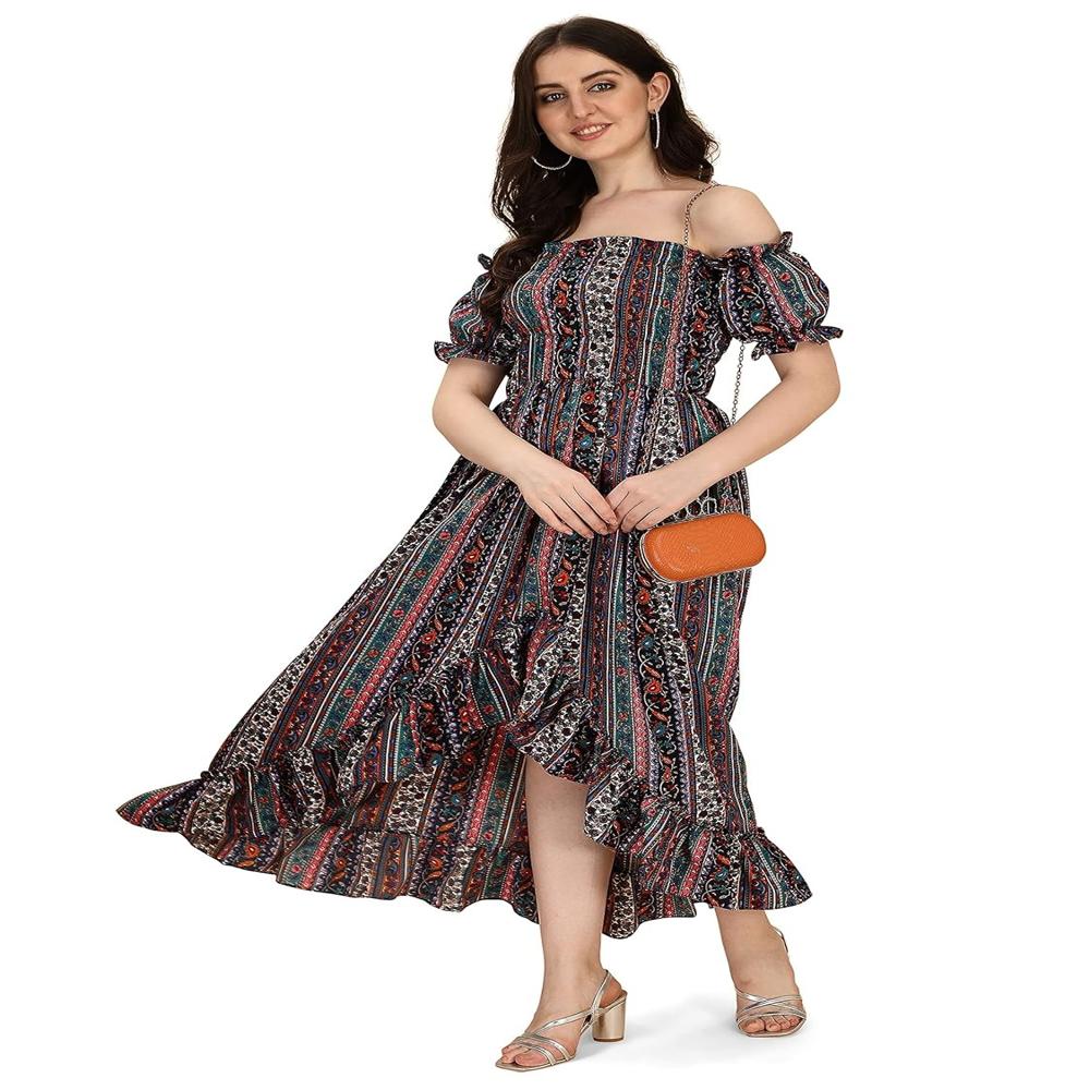 Stylish Flared Dress For Women - Color: Black