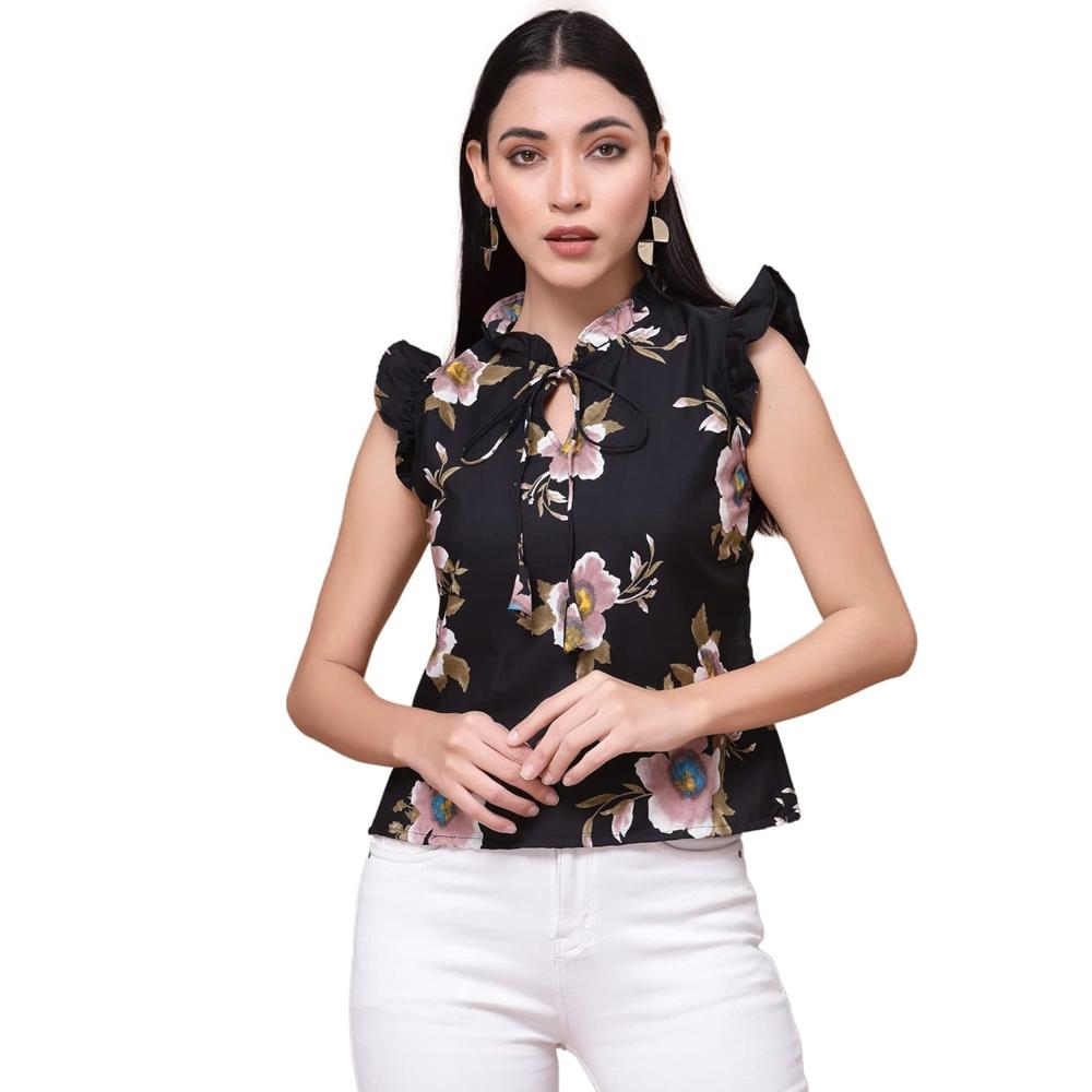 Floral Black Tops & Tunics - Age Group: 20-40