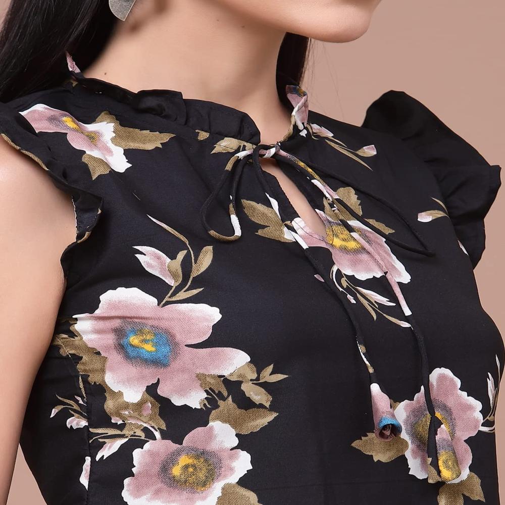 Floral Black Tops & Tunics