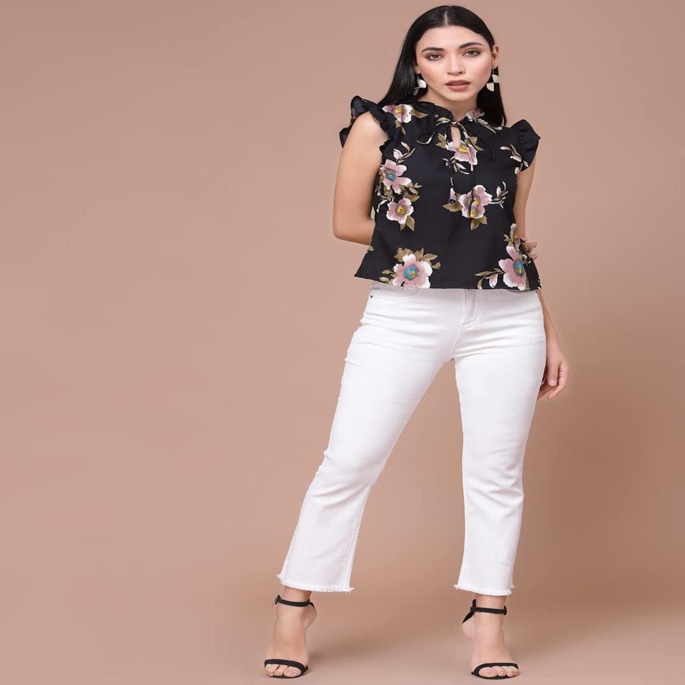 Floral Black Tops & Tunics