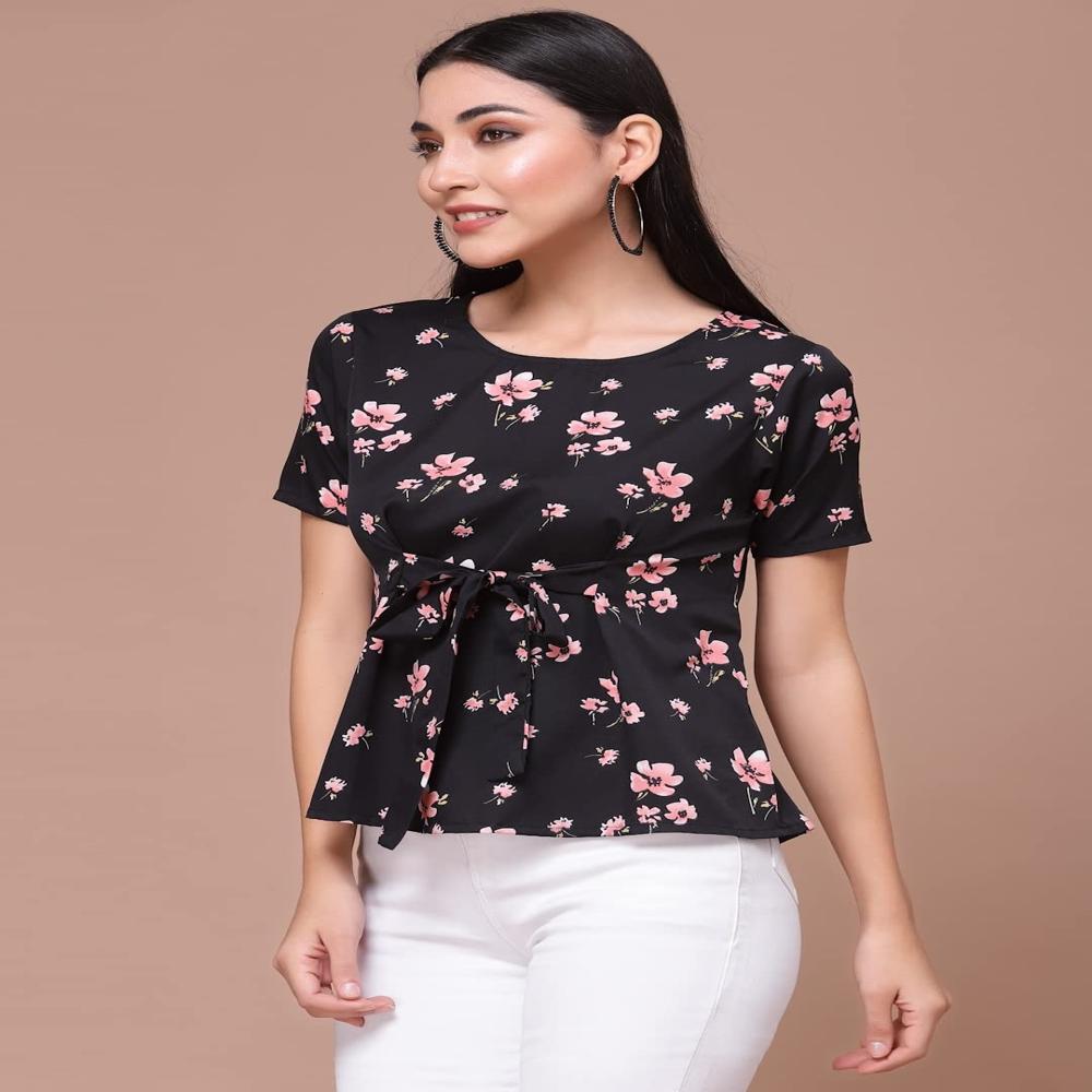 Women's Floral Black Tops & Tunics