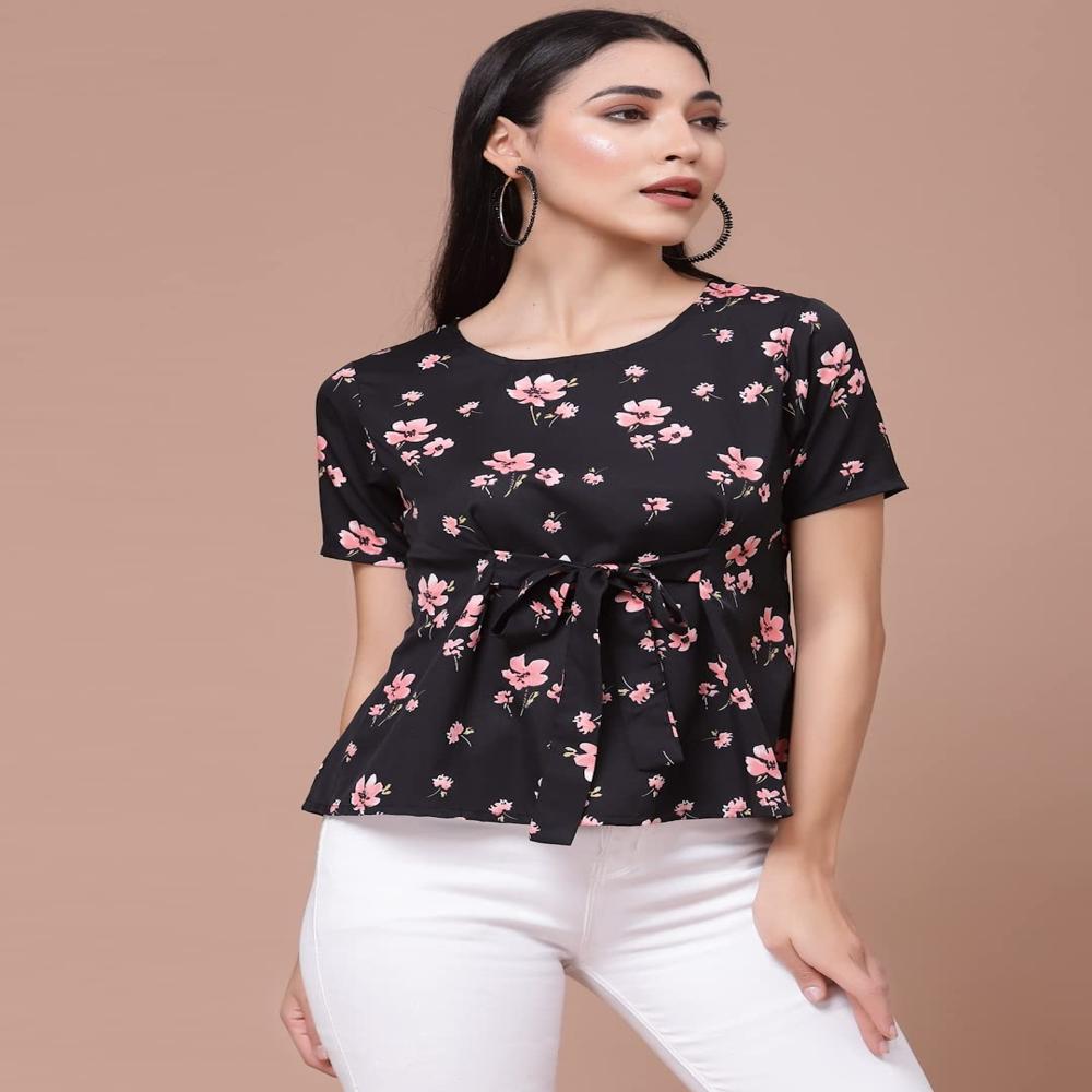 Women's Floral Black Tops & Tunics