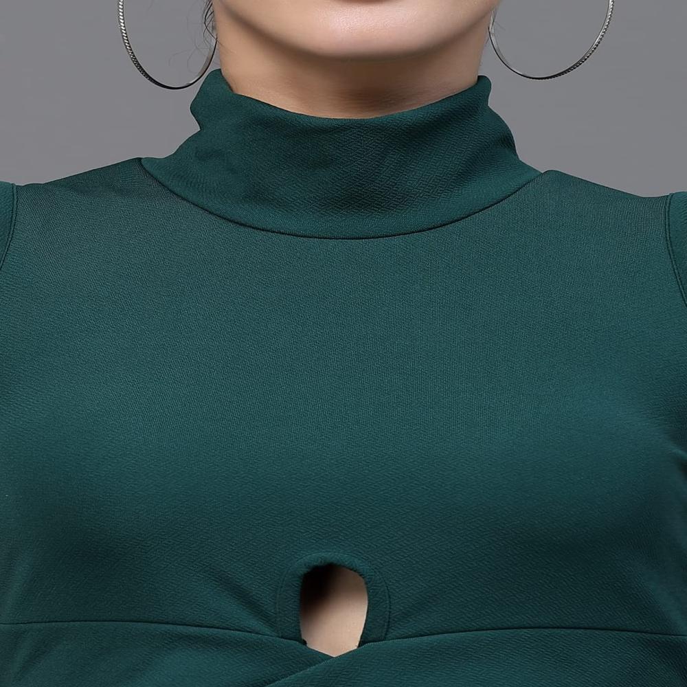 Solid Pleated Green Skirts