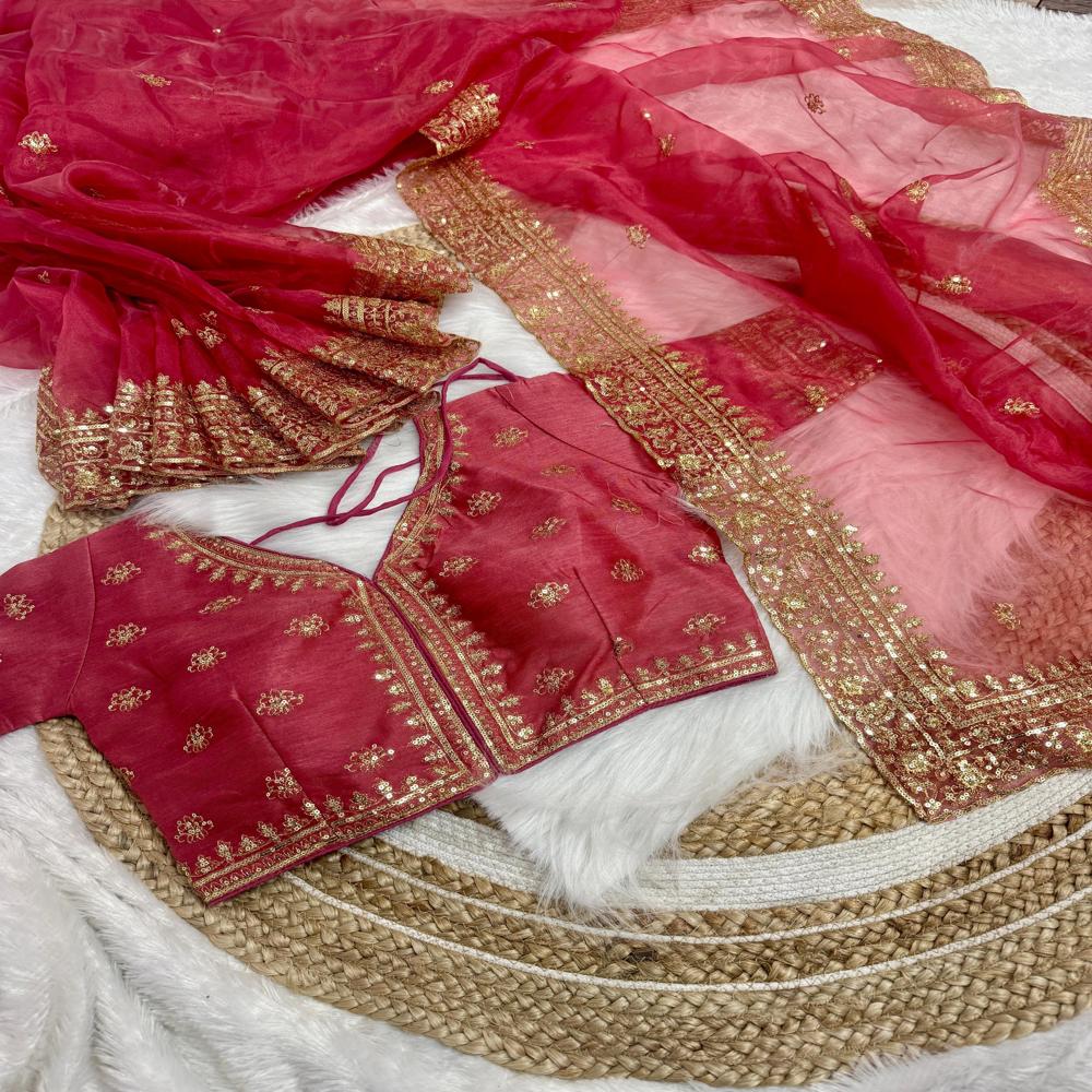 Designer Woman Saree - Color: Red