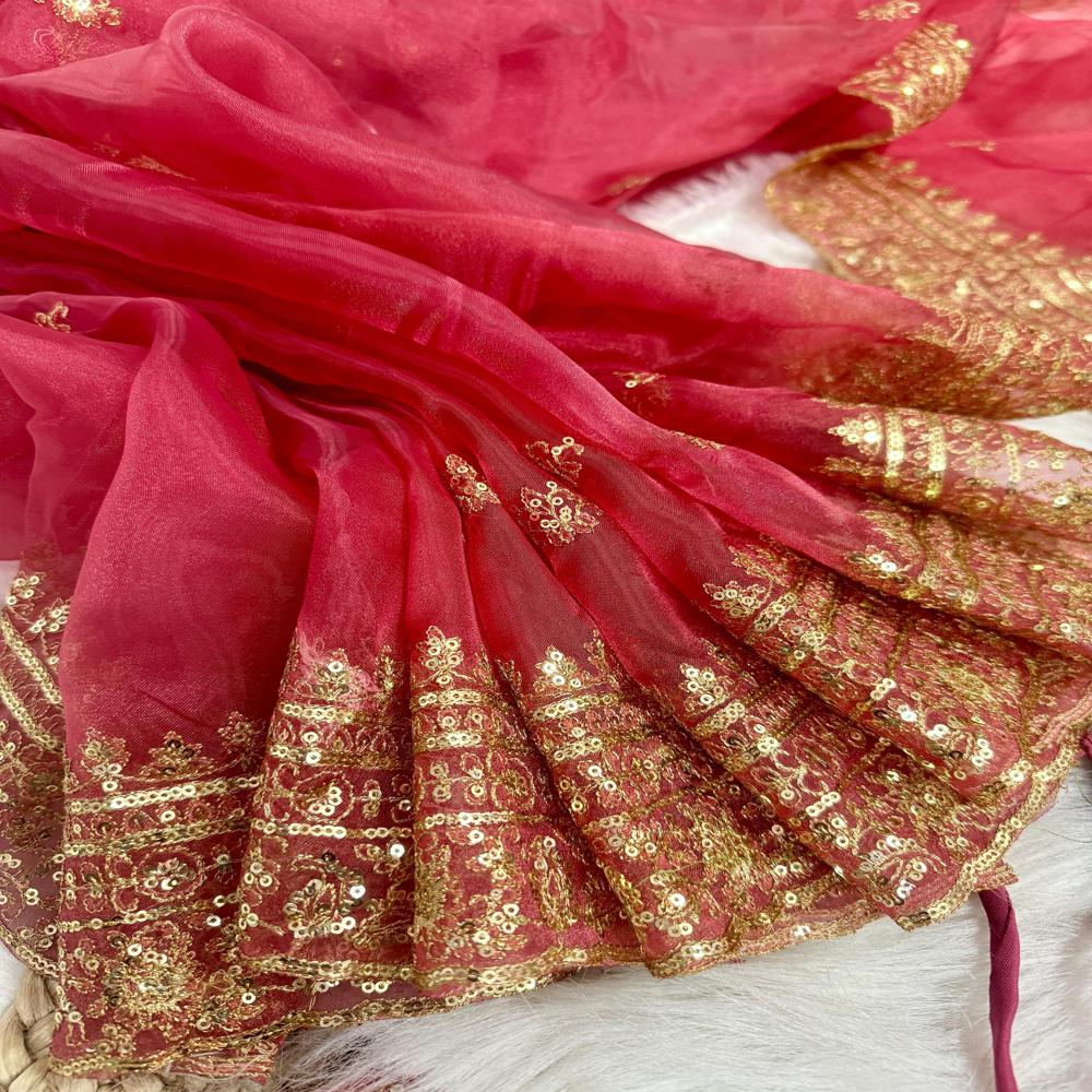 Designer Woman Saree - Color: Red