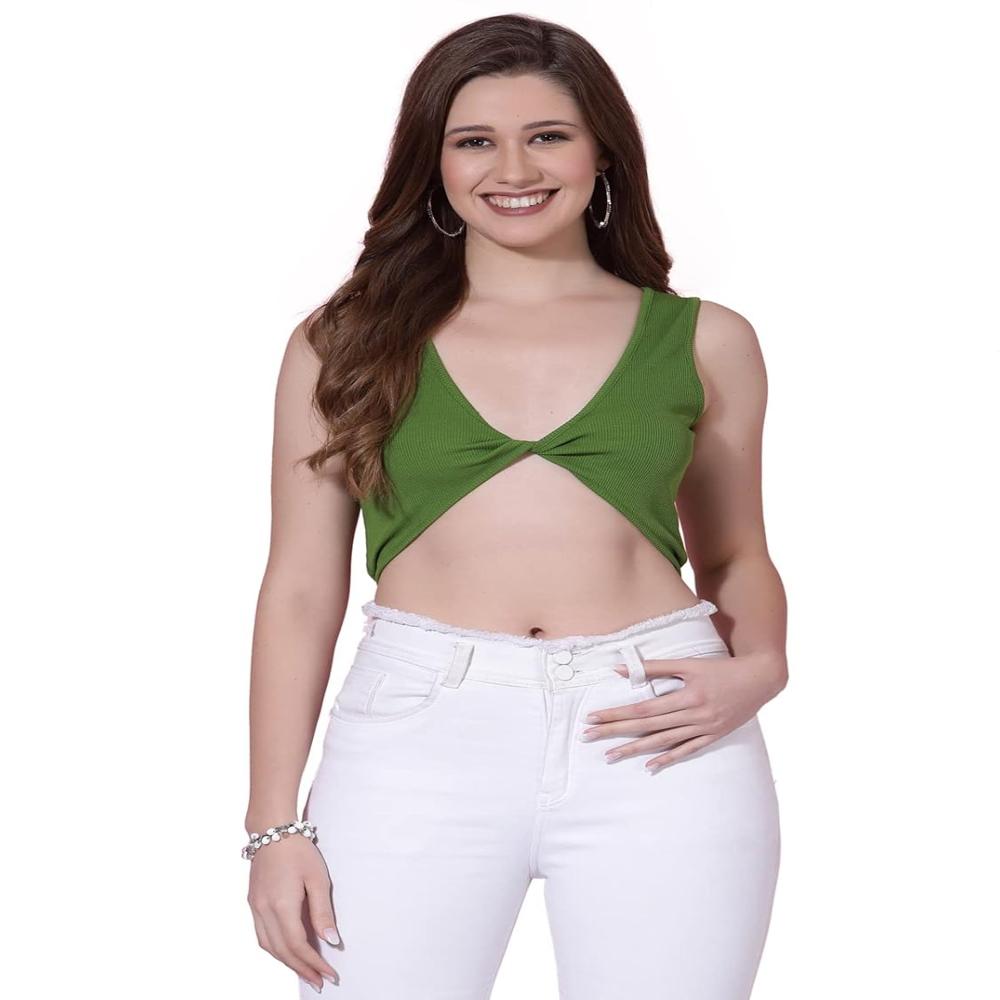 Crop Tops For Women - Color: Green