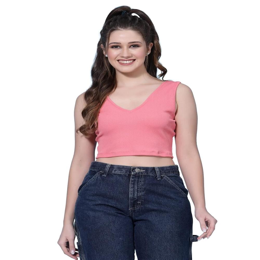 Pink  Fency Crop Top - Design: Plain