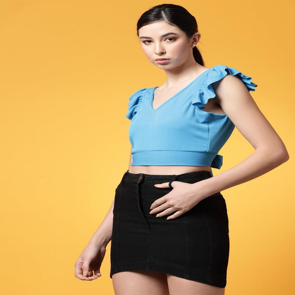 Backless Ribbed Crop Tops