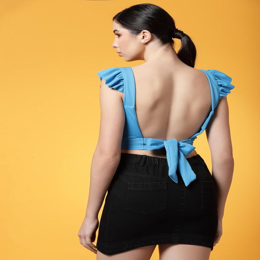 Backless Ribbed Crop Tops