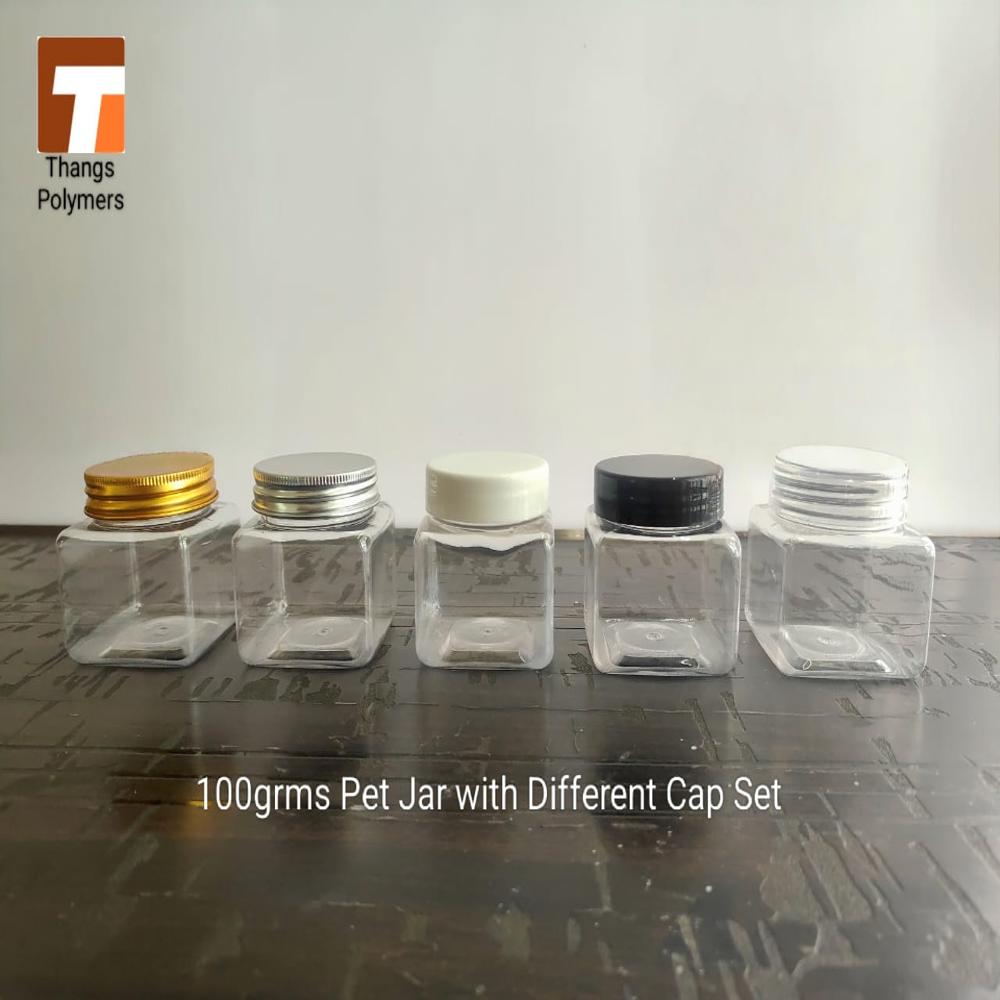 100grm Square Pet Jar - Color: Transparent