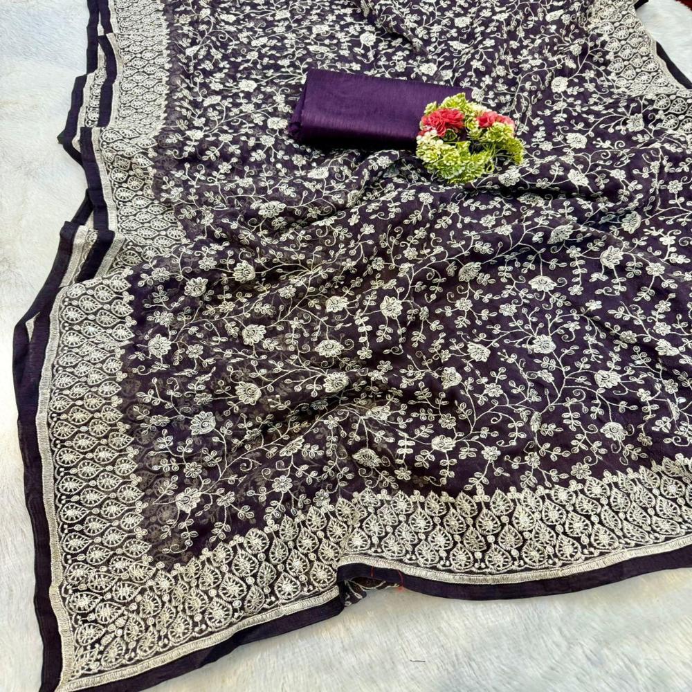Indian Designer Ethnic Wear Saree - Color: Grey