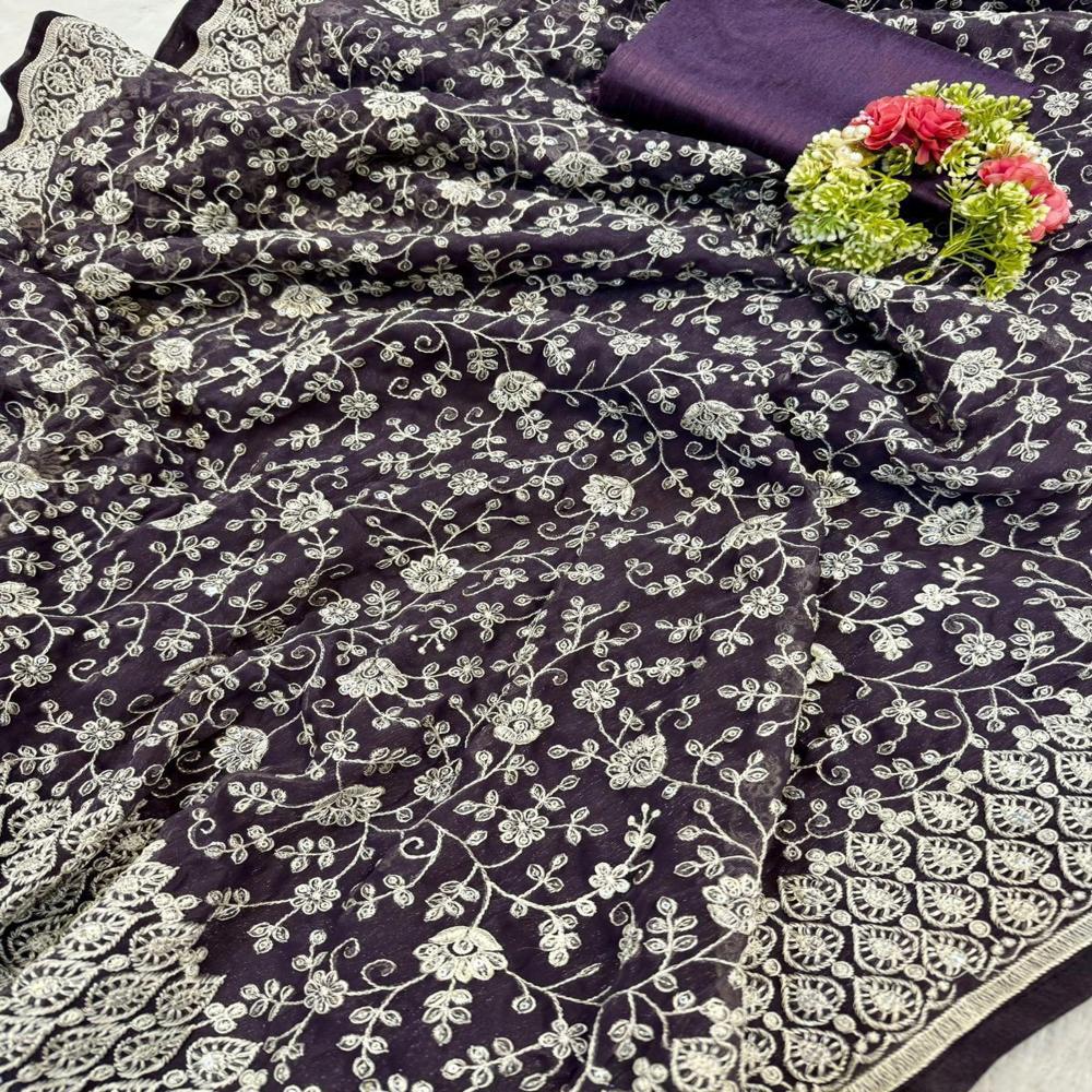 Indian Designer Ethnic Wear Saree - Color: Grey