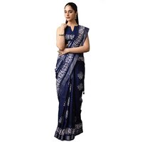 Linen Saree with Batik Print
