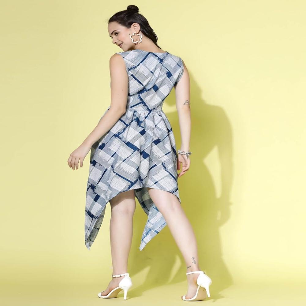 Checked Crepe Fit & Flare Dress