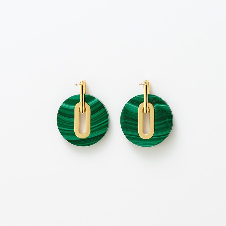 Luxury 18K Gold Lab-Grown Diamonds Malachite Drop Earrings for Women