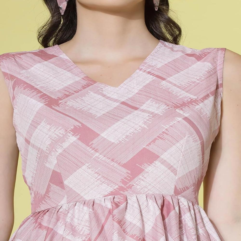 Women Printed Sleeveless V-Neck Fit & Flare Dress