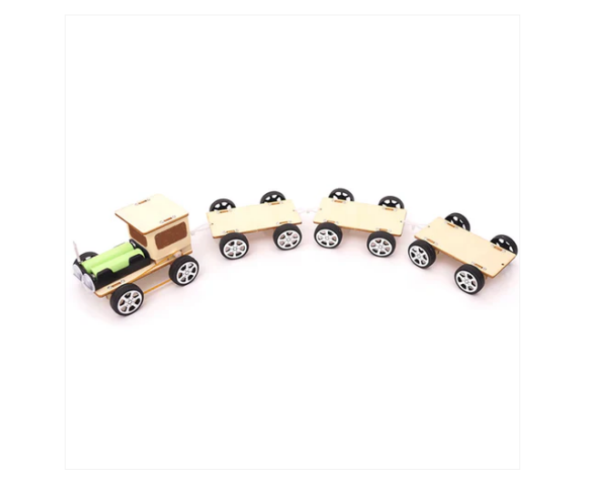Diy Wooden Small Train Toy Kit Diy Assembled Model - Color: Yellow