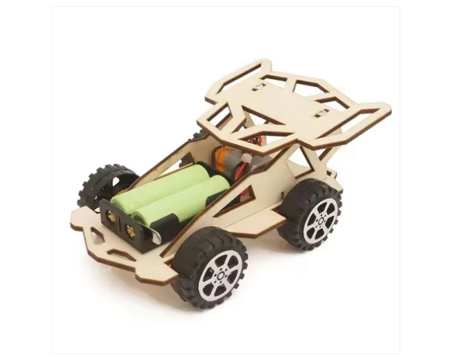 Diy Wooden 4Wd Racer Car Kit Educational Craft Diy Kit - Color: Brown