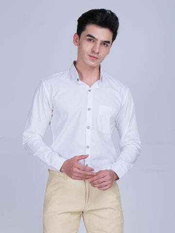 White Slim Fit Structured Shirt - Color: Different Available