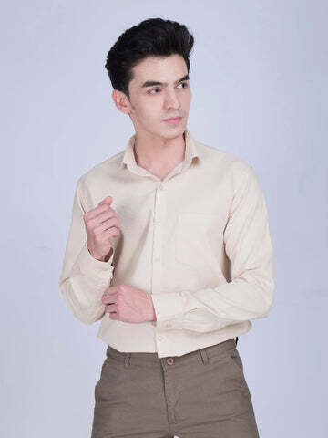 Beige Formal Cotton Shirt - Color: Different Available