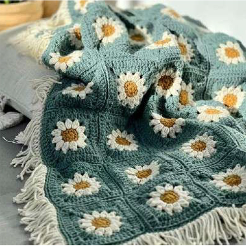 Crochet Flower Design Blanket - Color: Various Available