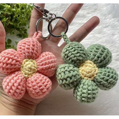 Crochet Flower Keychain - Color: Various Available