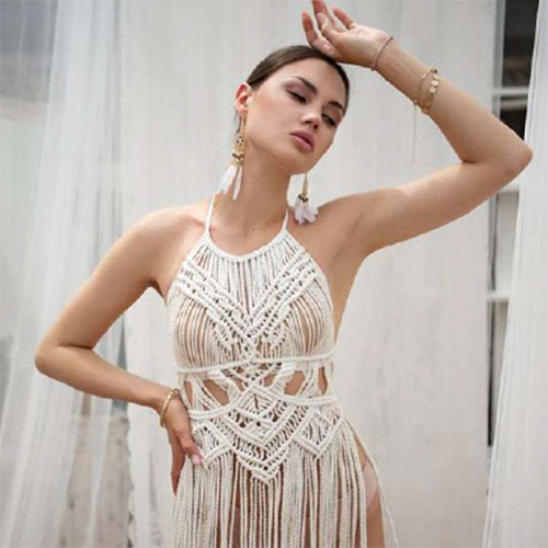 Ladies Fancy Macrame Dress - Color: Various Available