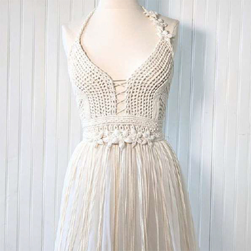 Ladies Party Wear Macrame Dress - Color: Various Available