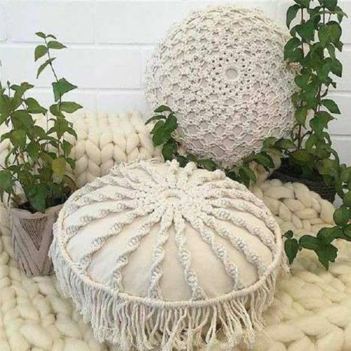 Decorative Macrame Pouffe - Color: Various Available