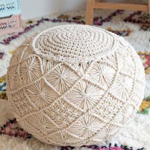 Round Macrame Pouffe - Color: Various Available